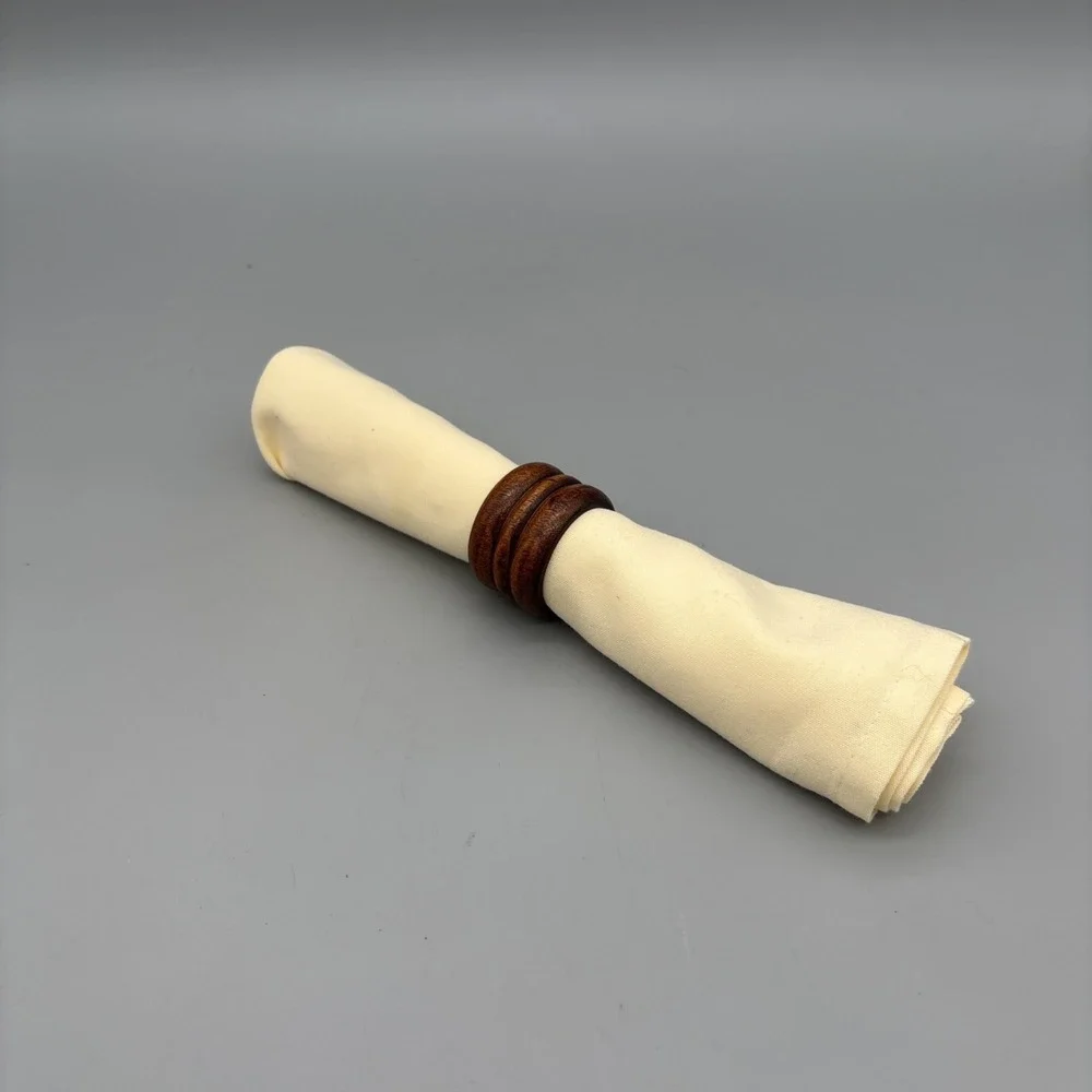 MCM Knobler Wooden Napkin Rings - Set of 10 - Wood Napkin Holders Vintage 1.25